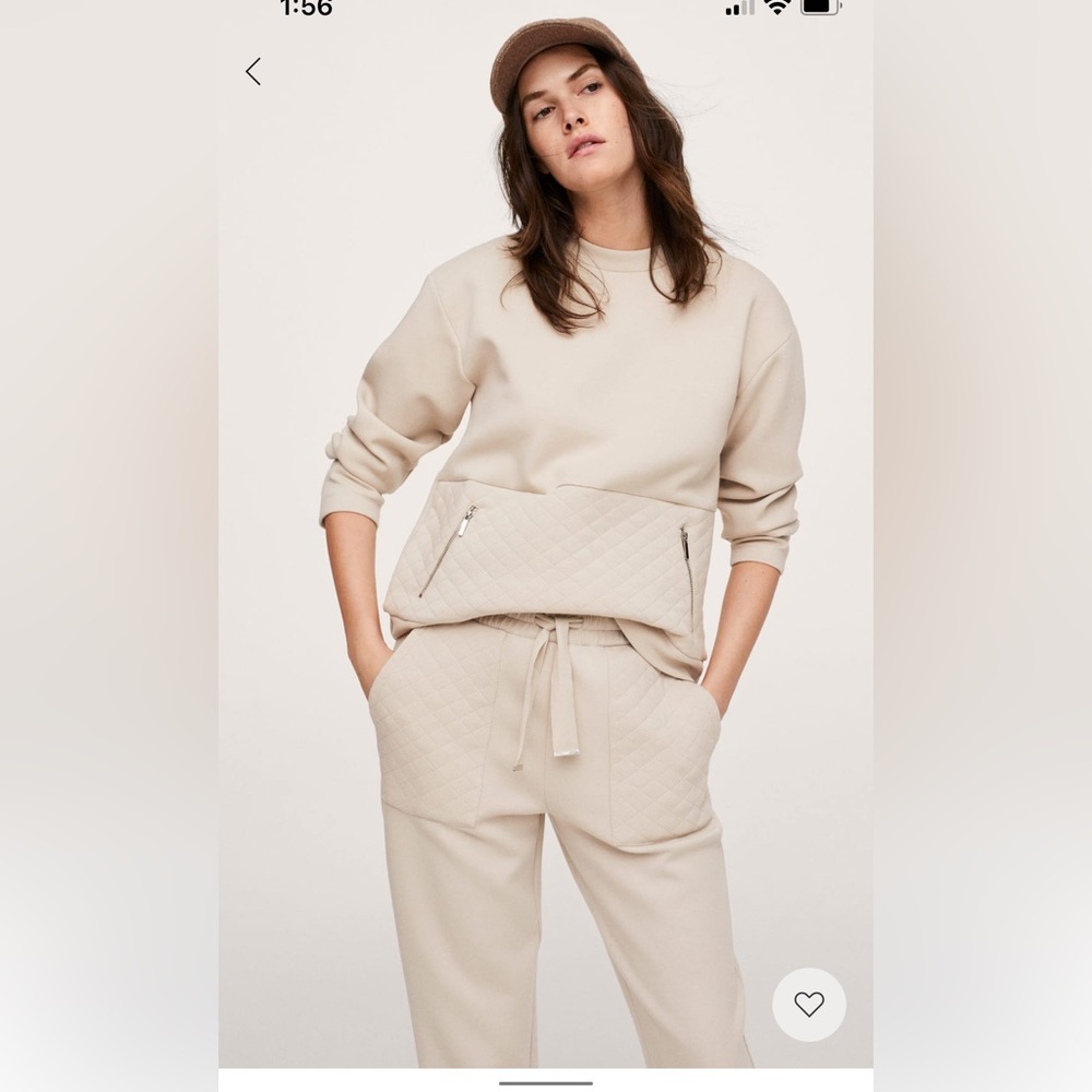 Mango Textured Cotton Blend Pants